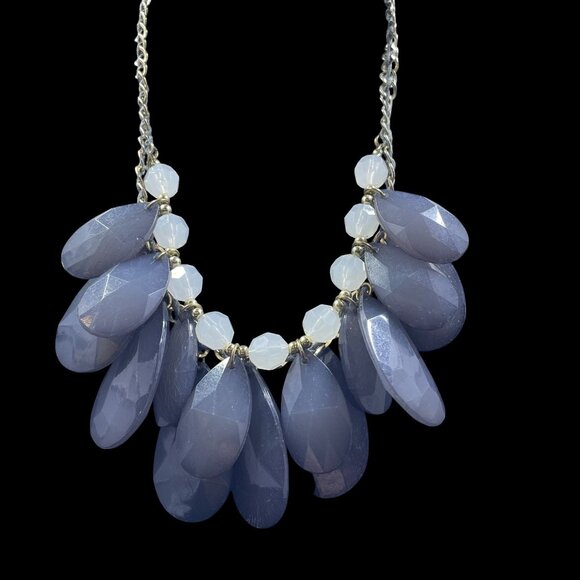 Faceted Teardrop Bib Necklace Statement Pastel Coquette Spring Soft Girl Glam - Picture 3 of 10